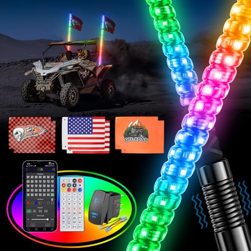 Ehaho 2PCS 3FT Whip Lights for UTV ATV with Spring...