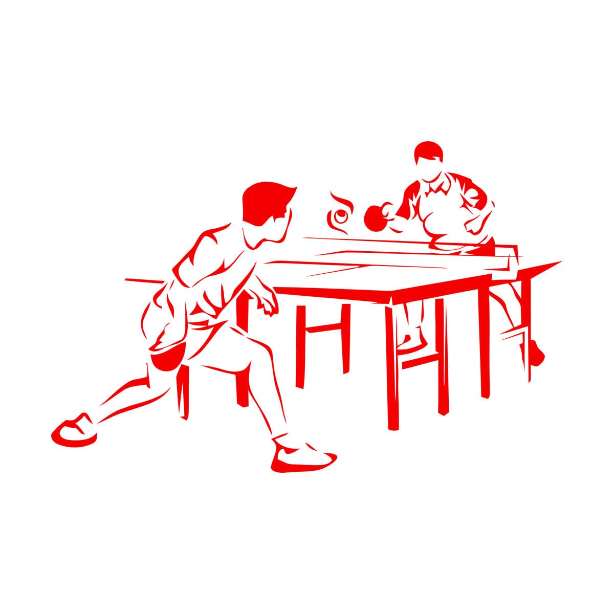 Fine Carving Decals Table Tennis Game Sports Competitions Players 72x111.5cm Equipped with Transfer Film kit Extra Large red