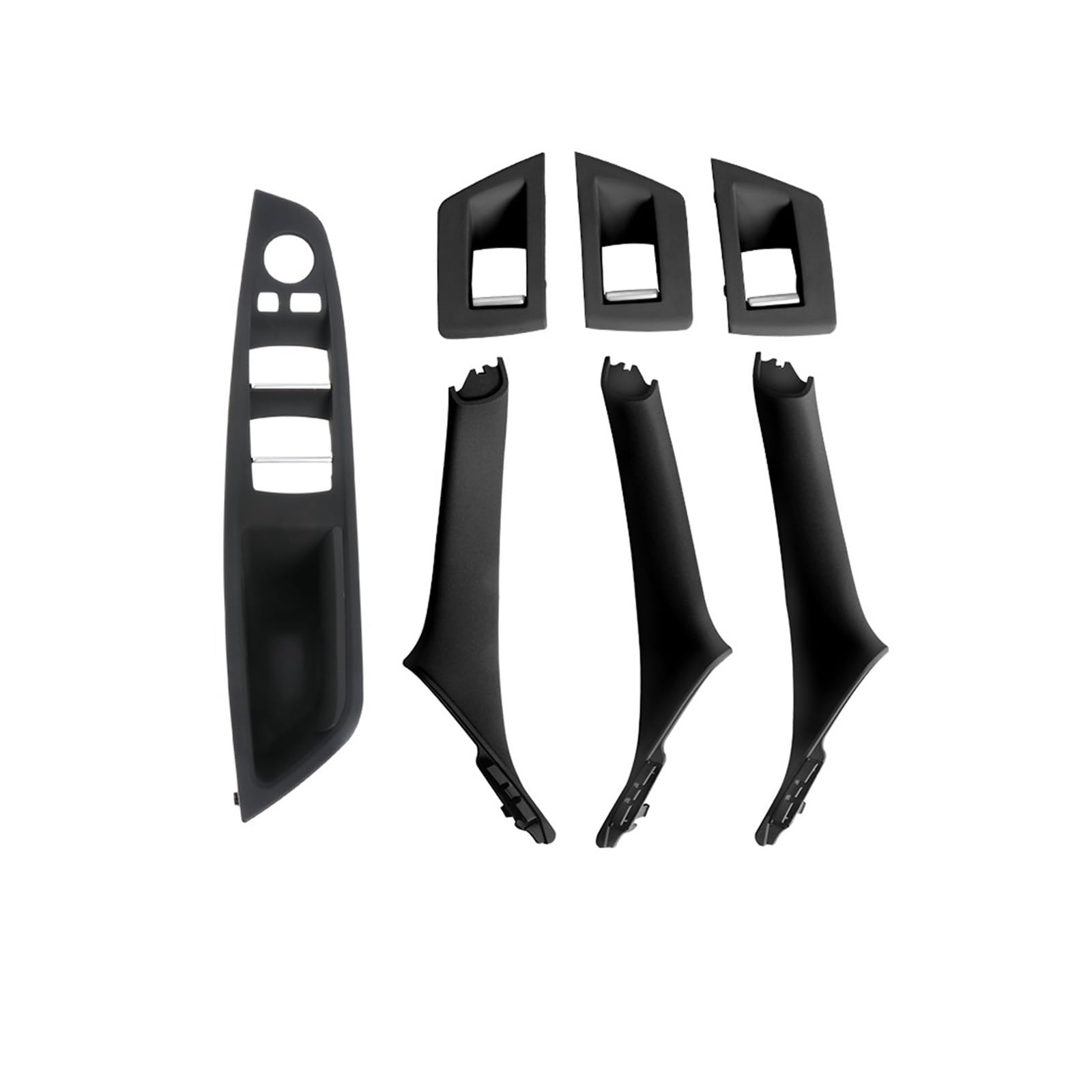 Hhfksci Car Interior Door Pull Handle 7Piece for BMW 5 Series F10 F18 523 525 528 LHD RHD 7 Colors Beige Black Carbon Fiber Car Interior Door Handle Pull(LHD Black)