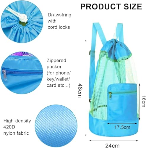 Miniatura 2 de Kimhome - Bolsa Para Juguetes De Playa, 1 Unidad Bolsa De Malla Plegable Grande Para Guardar Juguetes De Playa, Con Diseño Para Drenar La Arena Y El Agua