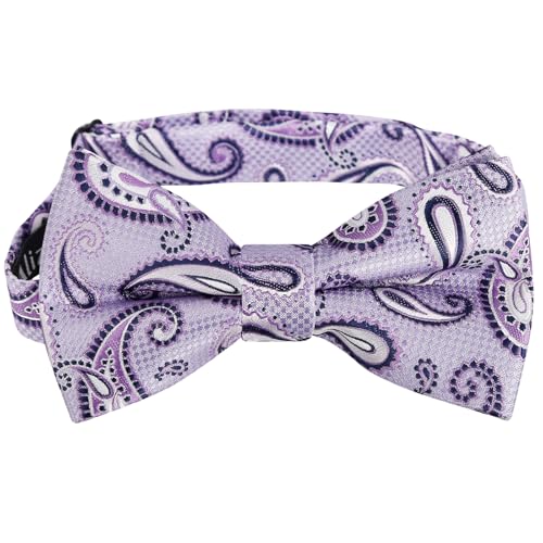 Image of Alizeal Mens 4pcs Vintage Paisley Bow Tie Set | Pre-tied Pocket Square Cufflinks Boutonniere for Wedding Everyday Use