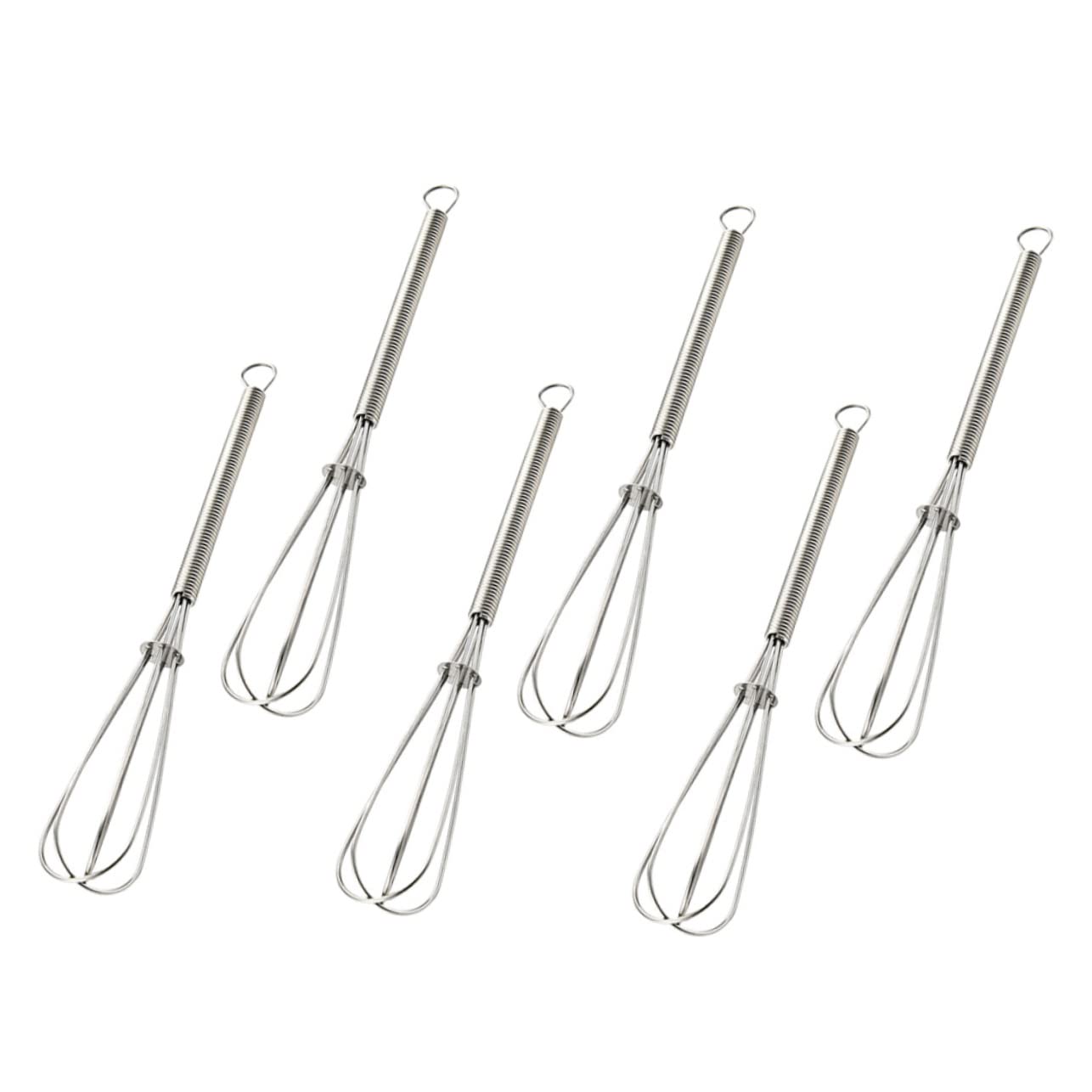 NAMOARLY 6pc Stainless Steel Mini Egg Hand Cream Whisk Spring Handle Manual Egg Beater Yolk Mixer Whisk Hand Mixer for Kitchen