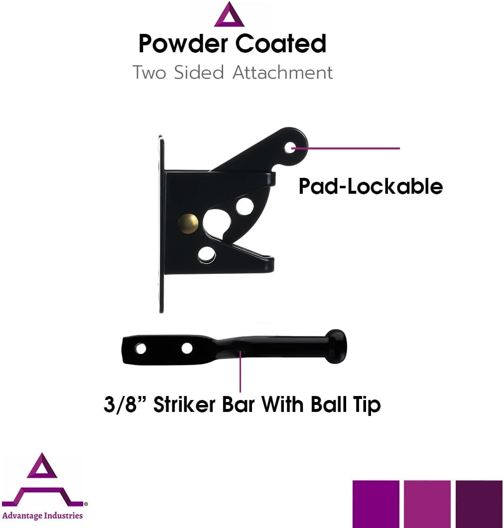 Advantage Industries Steel Gravity Latch | for Wood Fences | Zinc-Plated Steel with Powder-Coated Paint | Pad-Lockable & Reversible | Bronze (AD2014)