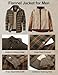 Flygo Men's Sherpa Lined Plaid Flannel Shirt Jacket Snap Button Warm Winter Jacket with Pockets(LightArmyGreen-M)