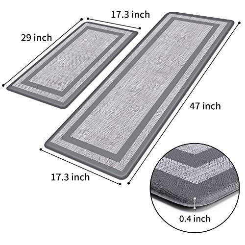 Mattitude Kitchen Mat [2 Pcs] Cushioned Anti-Fatigue Kitchen Rugs Non-Skid Waterproof Kitchen Mats And Rugs Ergonomic Comfort Standing Mat For Kitchen, Floor, Office, Sink, Laundry, Gray And Gray #TOP1