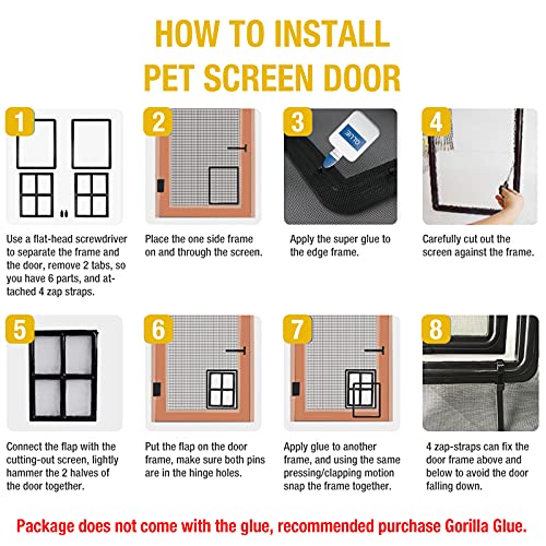Namsan Pet Door For Screen Door Sliding Dog Screen Door Inner Size 12 X 16 Inches Lockable Doggy Door Magnetic Automatic Closing #TOP3