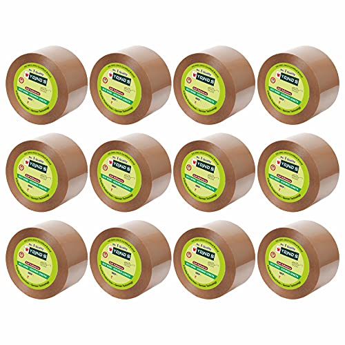 Image of YAJNAS Brown BOPP Tape Self Adhesive High-Strength Packing Tape Roll, Packaging Tape | Brown Cello Tape | e-Commerce Packaging Tape for Home, Office Use & Box Packaging (3 Inch, 35, 12)