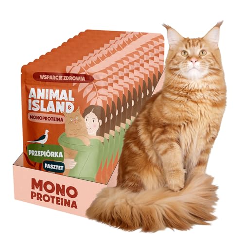 Animal Island Alimento Completo Monoproteína para gatos adultos Bolsa de carne húmeda de filete de codorniz en caldo sin cereales, 10 x 100 g