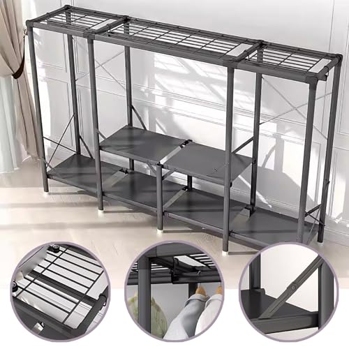 Estante de tela plegable armario portátil de ropa con estructura de metal 5