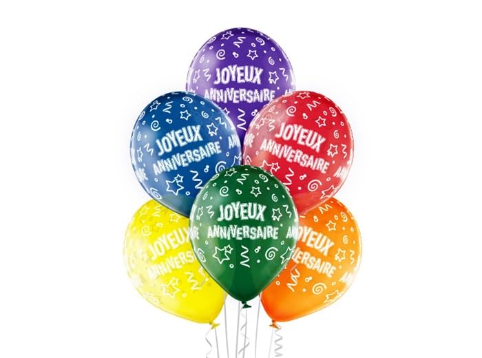 Lot de 6 - Lot de 6 Ballons de fête Motif Joyeux Anniversaire Mix II 30cm