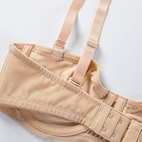 Delimira Women's Underwire Non Padded Seamless Strapless Bra Plus Size Beige 36D #TOP5