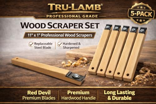 Tru-Lamb Floor Scrapers, 5 Pack, Paint, Stain & Varnish Removal Tools with Red Devil Blades, Professional Scrapers for Surface Prep and Finish Removal (5 Pack, 11" x 1") by Tru Lamb - Image 2