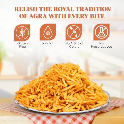Image of PANCHI KA PETHA AUR DALMUT Aloo Laccha Namkeen 150g (Pack of 1) - Agra Special Crunchy & Flavorful Indian Snack | Spicy, Tangy & Tasty | Perfect for Tea-Time & Munching