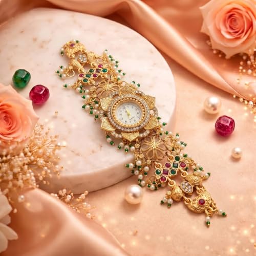Image of Gold Plated Ethnic Watch For Women And Girls | Stylish Fashion Watch | Quartz Movement | Elegant Gift for Women