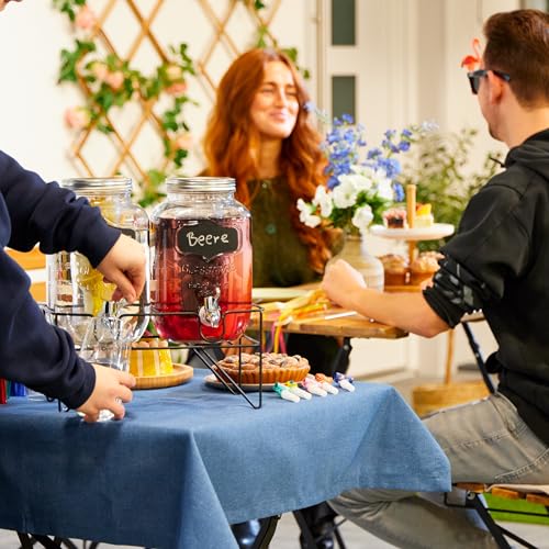 Miniatura 3 de Relaxdays Set 2 Dispensadores Bebidas Con Soporte, Recipiente Limonada 4l, Grifo Y Tapa, Cristal, Surtidor, Transparente