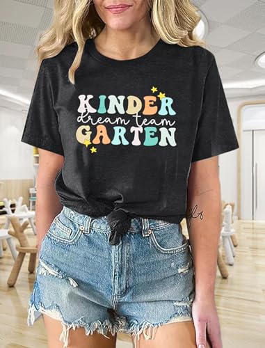 ALLTB Kindergarten Teacher Shirts Women First Day of School Shirt Teacher Life Floral Flower Tee Tops T-Shirt3