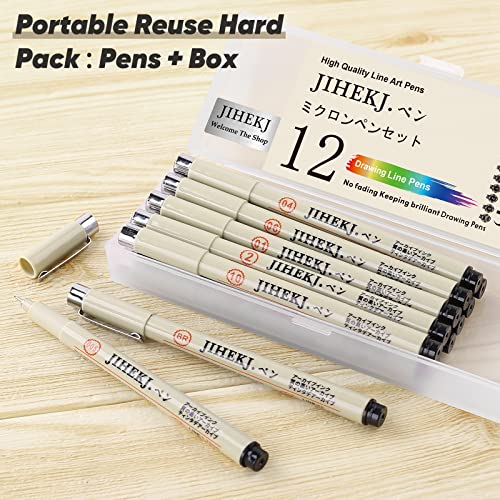 Drawing Pens 12-Pack, Art Pens Anime Pens Sketch Pens Precision Multiliner Pens Ink Pens Calligraphy Pens Design Pens Office School Supplies Drawing Supplies Artists Line Art Supplies Design Supplies #TOP1