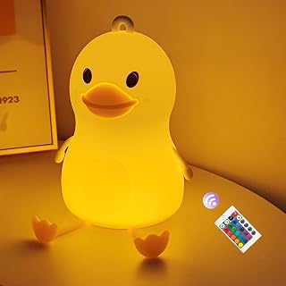 Duck Silicone Night Light,Cute Duck Kids Lamp,16 Colors Changing Remote Control Night Lights,Rechargeable Dimmable Nursery Lamps Bedroom Decor Birthday Xmas Gift