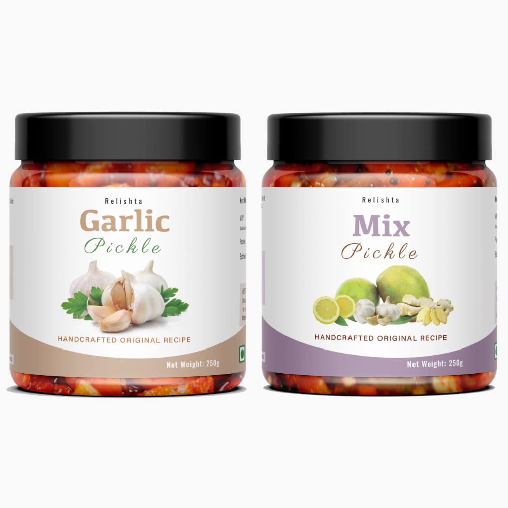 100% Natural Garlic Pickle and Mix Pickle (2x250g) Combo Pack - Handcrafted Original Recipe & Traditional Taste (B09R8428BB) Amazon Price History, Amazon Price Tracker