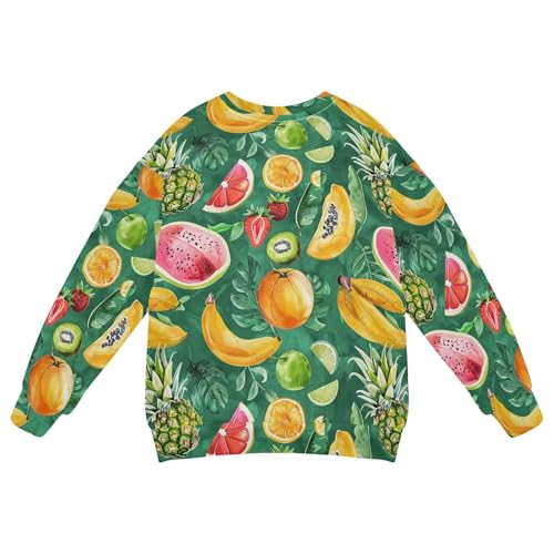 JUNZAN Tropical Leaf Fruits Pineapples on Green Big Girls Sweatshirt Hoodie Fleece Tops Clothing Shirts Sports 4T2
