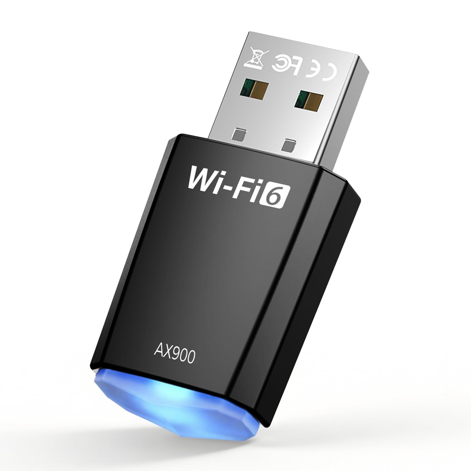 Adaptador USB WiFi 6 AX900, Dongle Dual Band 2.4GHz/5GHz para PC/Desktop/Laptop con Controlador Integrado, Compatible con Windows 11/10/8.1/8/7, Conexión Inalámbrica Rápida y Estable hasta 900 Mbps