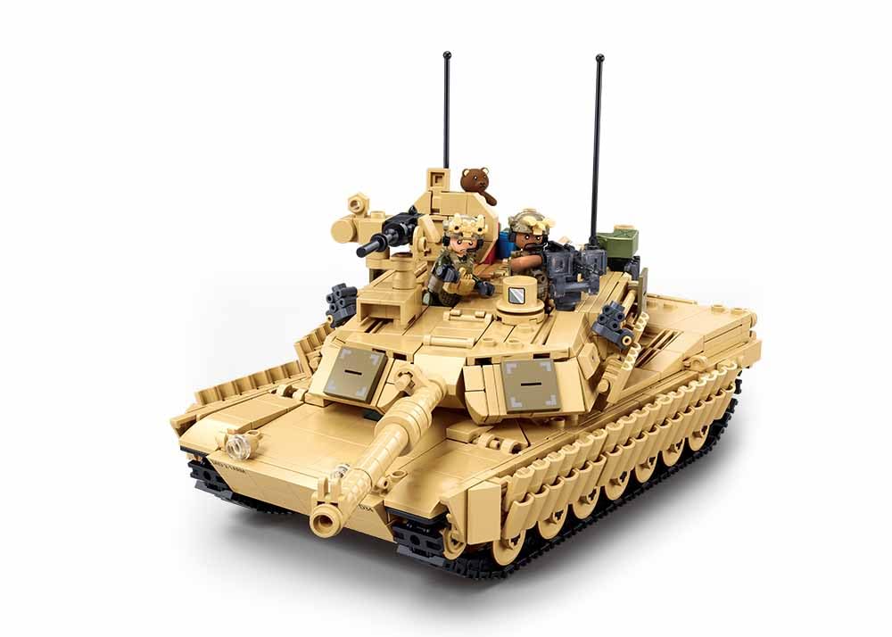 Sluban M1A2 Abrams MBT TUSK2S, Jeu de Construction Militaire, 988 Pièces, Échelle 1/35, 2 en 1, pour Enfants de 6 à 12 Ans