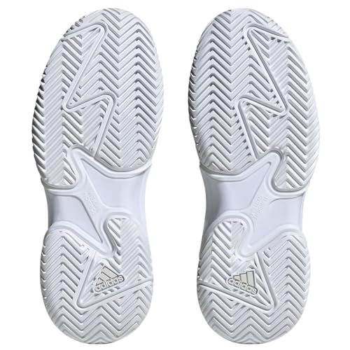 adidas Women's Barricade Tennis Sneaker, White/Silver Metallic/Grey, 104