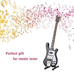 Réplique de Guitare Basse Miniature Noire avec Support et étui Instrument Modèle Ornements Cadeau - Les Beatles, Paul McCartney, John Lennon, RIngo Starr, George Harrison Réplique de Guitare Basse Miniature Noire avec Support et étui Instrument Modèle Ornements Cadeau – Image 2