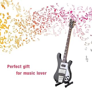 Réplique de Guitare Basse Miniature Noire avec Support et étui Instrument Modèle Ornements Cadeau – Image 2