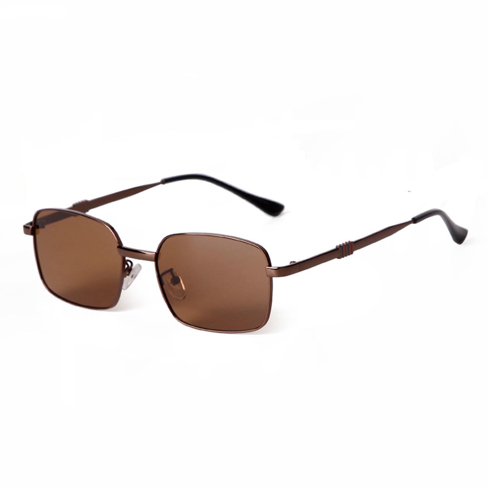 Occhiali da sole rettangolari vintage retrò da donna e da uomo, UV400, marroni, alla moda