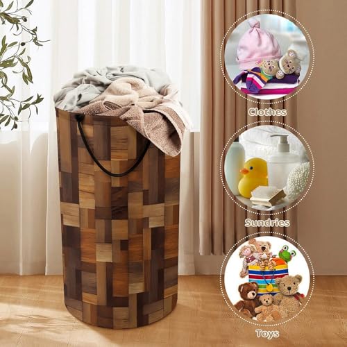 Panier à linge en bois imprimé imperméable et grande capacité - 4
