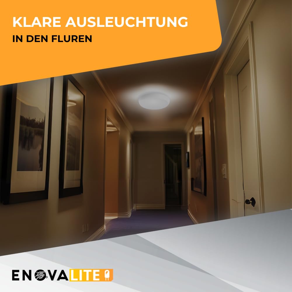 2x LED Deckenleuchte mit Bewegungsmelder 18W 4000K Neutralweiß 1880lm - IP65 wasserdichte Deckenlampe für Badezimmer, Küche, Flur, Keller, Garage - Rund ø250x48mm