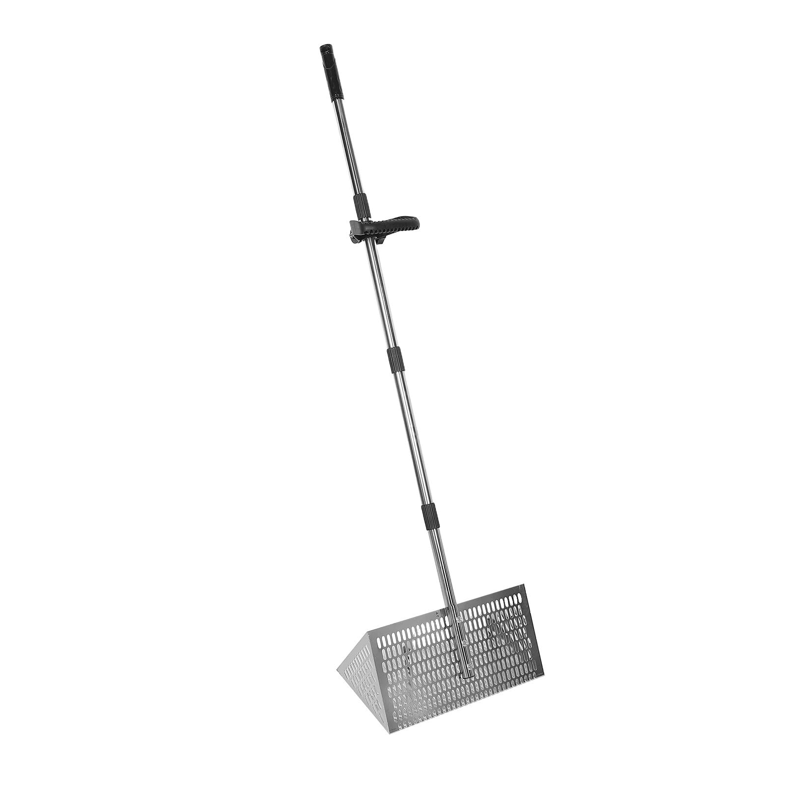 Rastrillo per pulci di sabbia Strumento setaccio for sabbia da spiaggia in acciaio al carbonio staccabile con paletta for la raccolta di conchiglie e caccia tesoro in metallo portatile