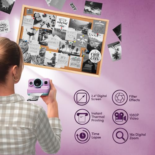 Image of InstaPrint Digital Camera Instant Print - 1080p Video Thermal Instant Print Camera with 16X Zoom, 2.4 inch Screen, MP3 Player, Instaprint Camera for Adults|Includes 6 Rolls (3 Photo + 3 Label)