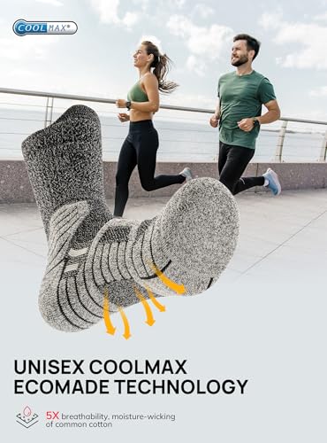 TRENDOUX Compression Running Socks for Women: Men Athletic Cushioned Crew Socks Size 3-14 Breathable Moisture Wicking 3Pairs2