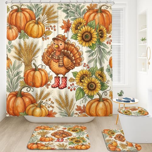 Rideau de douche citrouilles contre les inondations de sol - 3