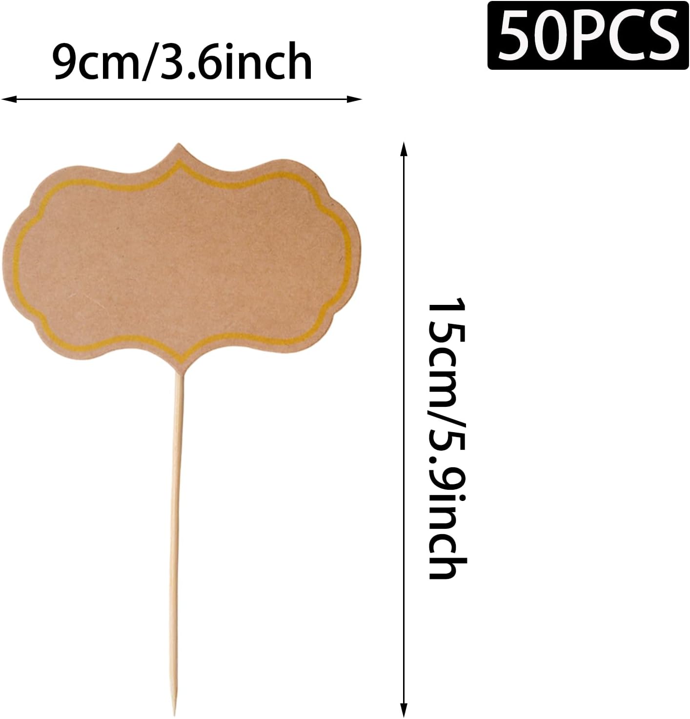 50Pcs Cheese Markers, Charcuterie Board Buffet Labels, Brown
