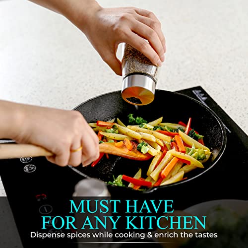 Salt And Pepper Shakers Set With Adjustable Pour Holes - Stainless Steel Spice Dispenser - Perfect For Pink Himalayan, Table Salt, Black And White Pepper #TOP3