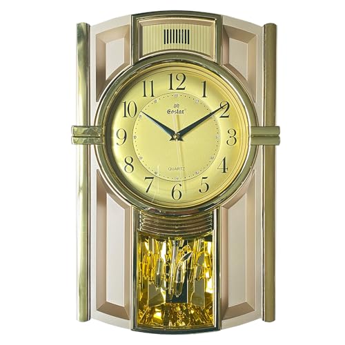 Melodies in Motion Rotating Pendulum Wall Clock, Every Hour Strike, Battery Operated - Decorative Wall Decor for Living Room, Home, Office