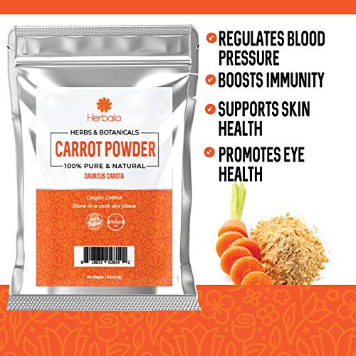 image for Herbaila Carrot Powder, 16oz, Pure, Dried, Supercolor Powder, Smoothie