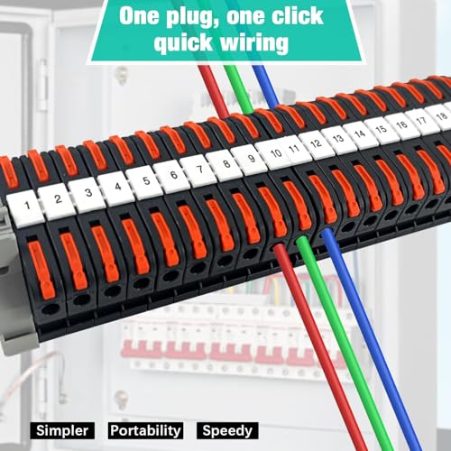60 Stück Reihenklemmen Hutschiene, Verbindungsklemme, 0,08-4 mm² PCT-211 Durchgangsklemme Hutschiene, Klemmleiste Kit, Lüsterklemmen Steckbar, Klemmen Elektro für Schnelle und Sichere Verdrahtung