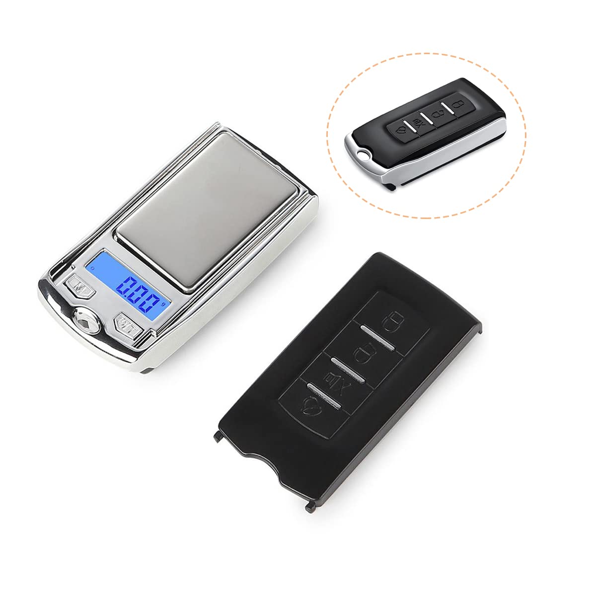 Mini Digital Pocket Scale Car Key Shape WisLotife Mini Portable Gram Scale 200g/ 0.01g Electronic Scale With Battery for Jewelry, Herb, Food