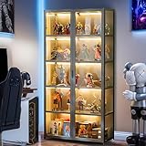 Photo Gallery curio - vetrina a 5 ripiani, con ante in acrilico, organizer per giocattoli da collezione, scaffale e scaffale, libreria per soggiorno, ufficio, stanza dei giochi, casa, bambù (porta grigia) Photo Gallery curio - vetrina a 5 ripiani, con ante in acrilico, organizer per giocattoli da collezione, scaffale e scaffale, libreria per soggiorno, ufficio, stanza dei giochi, casa, bambù (porta grigia)