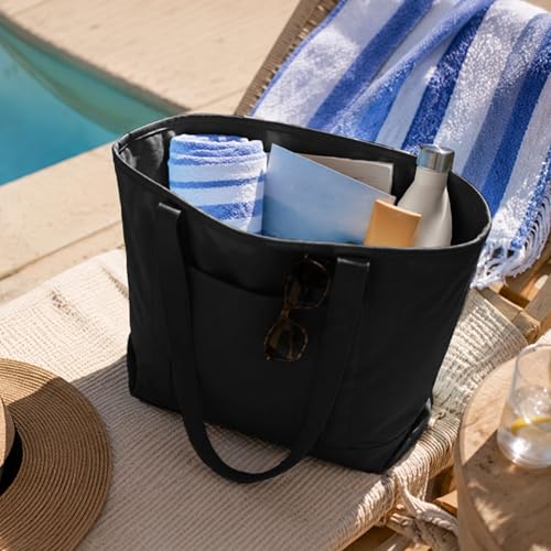 Bolso Tote de Lona de Algodón DALIX 20 Pulgadas Negro miniatura 3