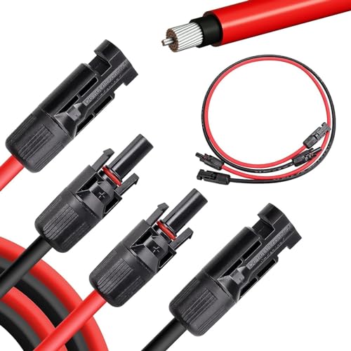 Cable Solar 6mm² 2 x 1 m (1m Rojo+1m Negro),Extensión de Cable So...