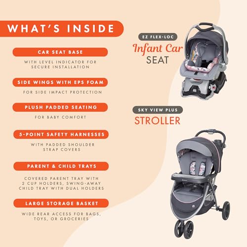 Baby Trend Sky View Plus Stroller & EZ Flex-Loc Infant Car Seat, Bluebell - image 5