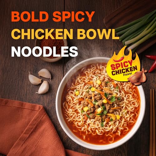 Image of Nongshim Spicy Chicken Noodle Soup Instant Ramen, 12 Pack, Korean Microwaveable Bowl Soup Mix, Ramyun with Veggies, Sabor a Pollo