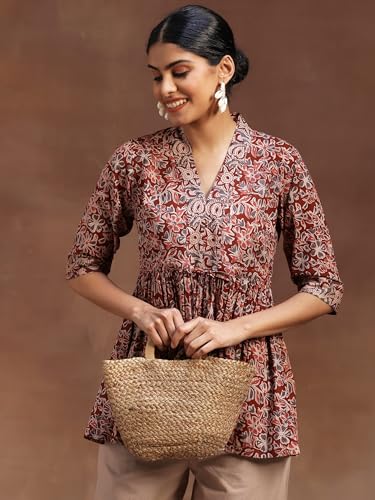 Image of Libas Printed Cotton A-Line Kurti for Women