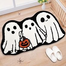 30 x 16 Halloween Bath Mat Ghost Shower Mat Non Slip Floor Carpet Mat Spooky Goth Doormat Funny Gothic Bathroom Decor in Front of The Shower Room,Bathtub,Kitchen Sink