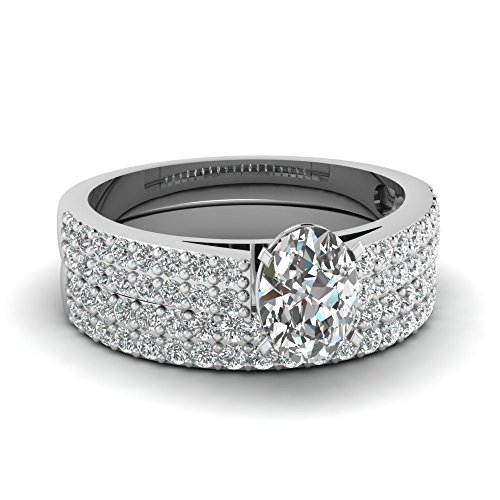 Ensemble alliance ovale en argent et diamants de haute joaillerie